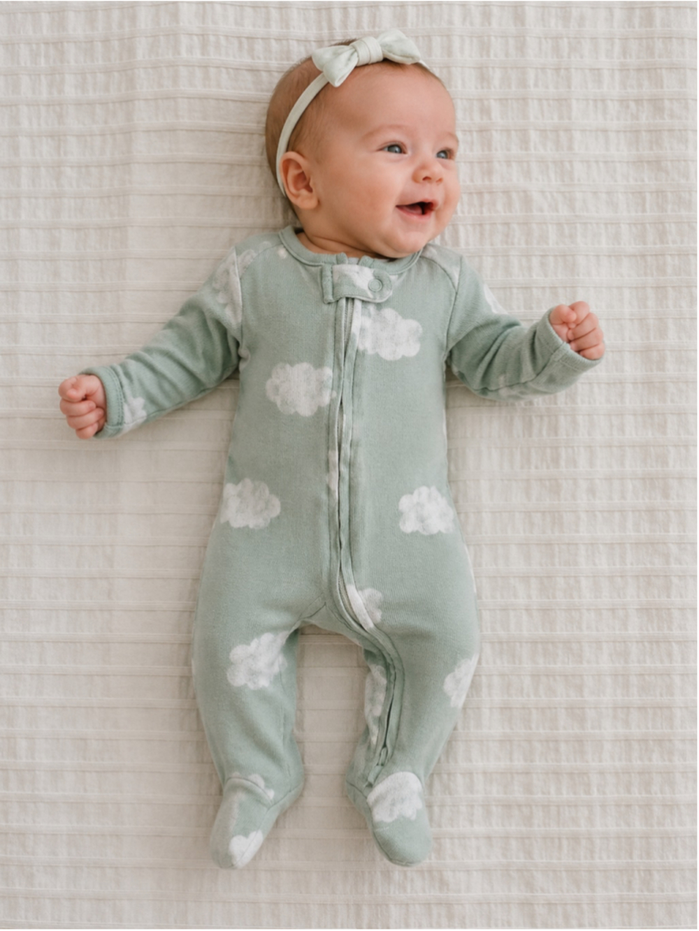 Carter's Child of Mine Newborn Baby Sleeper Cloud Print Footed Zip Pajamas 100%
